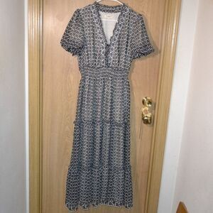 Max Studio Floral Short Sleeve Casual Spring Flowy Ruffle Summer Maxi Dress